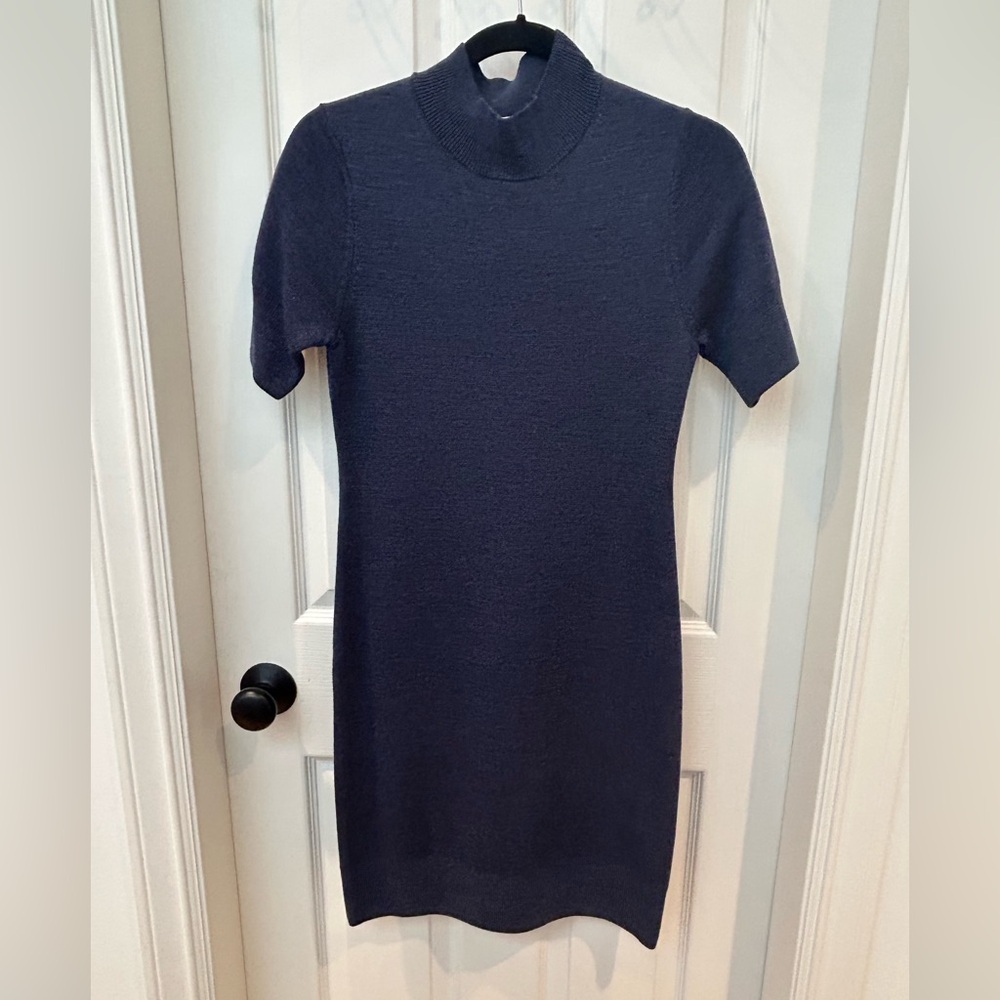 GAP Navy Short-Sleeve Mock Neck knit Dress